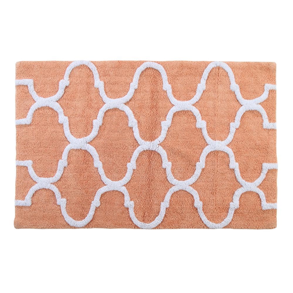 Saffron Fabs 50 In X 30 In Bath Rug Cotton In Coral And White Sfbr1451 The Home Depot