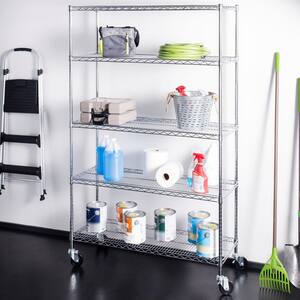 Chrome 5-Tier Carbon Steel Wire Shelving Unit (47 in. W x 71 in. H x 18 in. D)