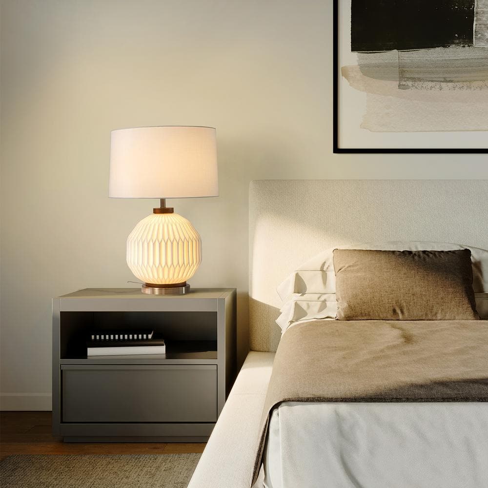Moraga 24" Bone Porcelain and Walnut Table Lamp