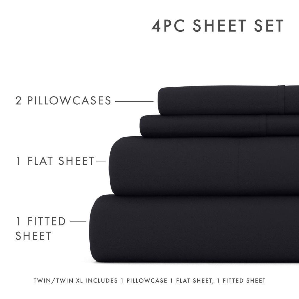 Premium Black Twin XL Ultra Soft Microfiber Bed Sheet Set