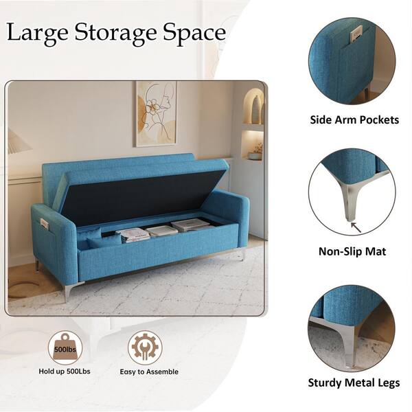 Z-joyee 57 in Wide Square Arm Cotton and Linen Rectangle