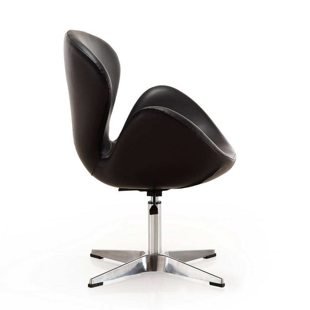 Raspberry Black Faux Leather Swivel Accent Chair Set