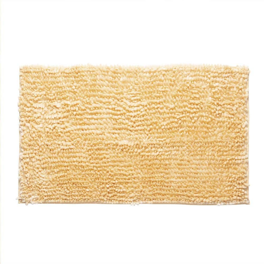 Laura Ashley Butter Chenille 17 in. x 24 in. Bath Mat in Yellow ...