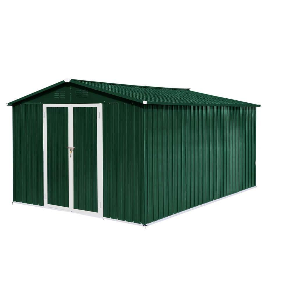 10 ft. W x 12 ft. D Green Outdoor Storage Sheds, Metal Garden Sheds 120 sq.