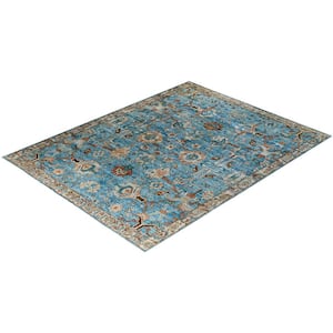 Serapi Light Blue 9 ft. x 12 ft. Tribal Wool Indoor Area Rug