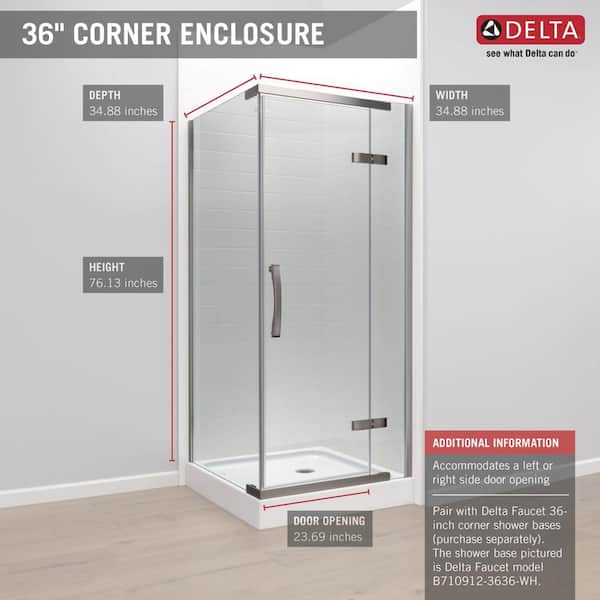 36”x36” Stainless Corner Shower Enclosure in Stainless B11472-3636-SS