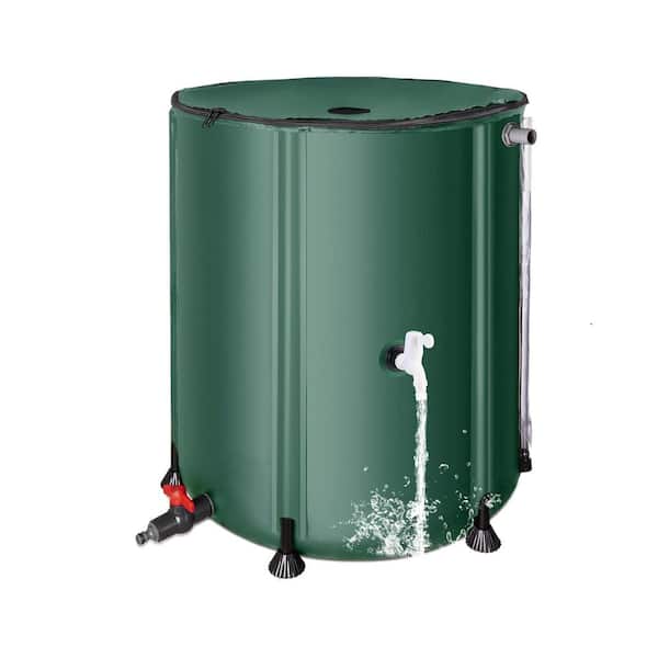 53 gal. Green Rain Barrel Water Collection System PVC with Filter, Spigots and Overflow Kit (1-Pack)