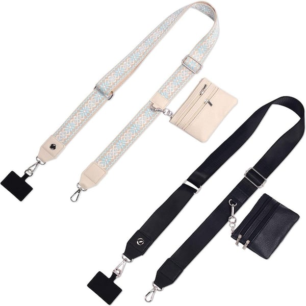 OBJLGEV Clip and Go Phone Strap with Wallet Crossbody Adjustable Hands-Free Lanyard Zippered Pouch for Essentials