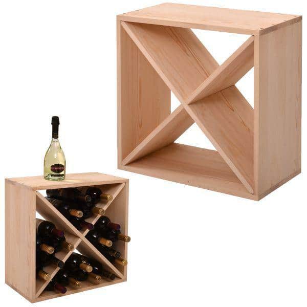 Natural Fir 24-Bottle Stackable Tabletop Wine Rack