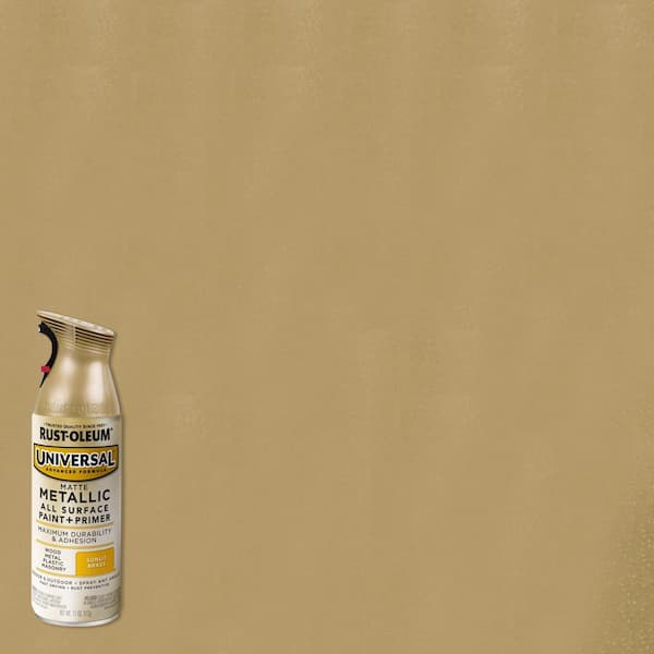 Rust-Oleum 353093-6PK Universal All Surface Metallic Spray Paint, 11 oz, Matte Sunlit Brass, 6 Pack