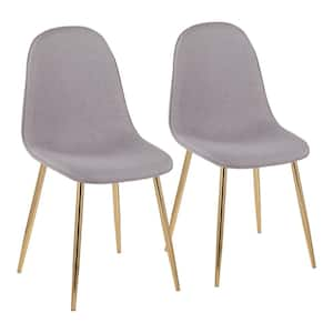 Pebble Light Grey Fabric and Gold Metal Dining Chair (Set of 2)