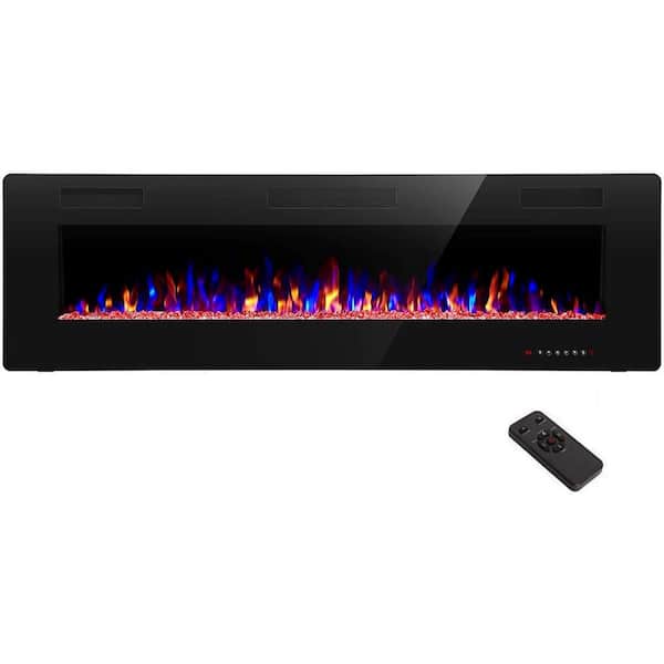 Edendirect 68 in. Wall Mounted Electric Fireplace in Black, Low Noise, Remote Control, Timer, Touch Screen