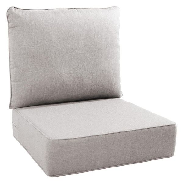 22 in. W x 24 in. D x 6 in. Thick Square 2-Piece Deep Seating Outdoor Lounge Chair Beige Cushion