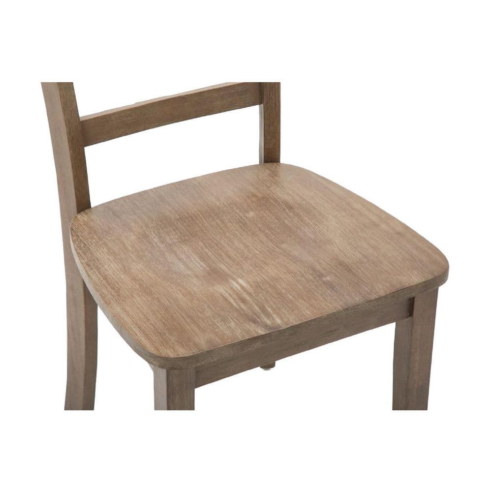 Set of 2 Gray Ladderback Rubberwood Dining Chairs