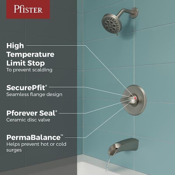 Jaida Single-Handle 4-Spray Tub and Shower Faucet w/ Restore Technology in Spot Defense Brushed Nickel (Valve Included)