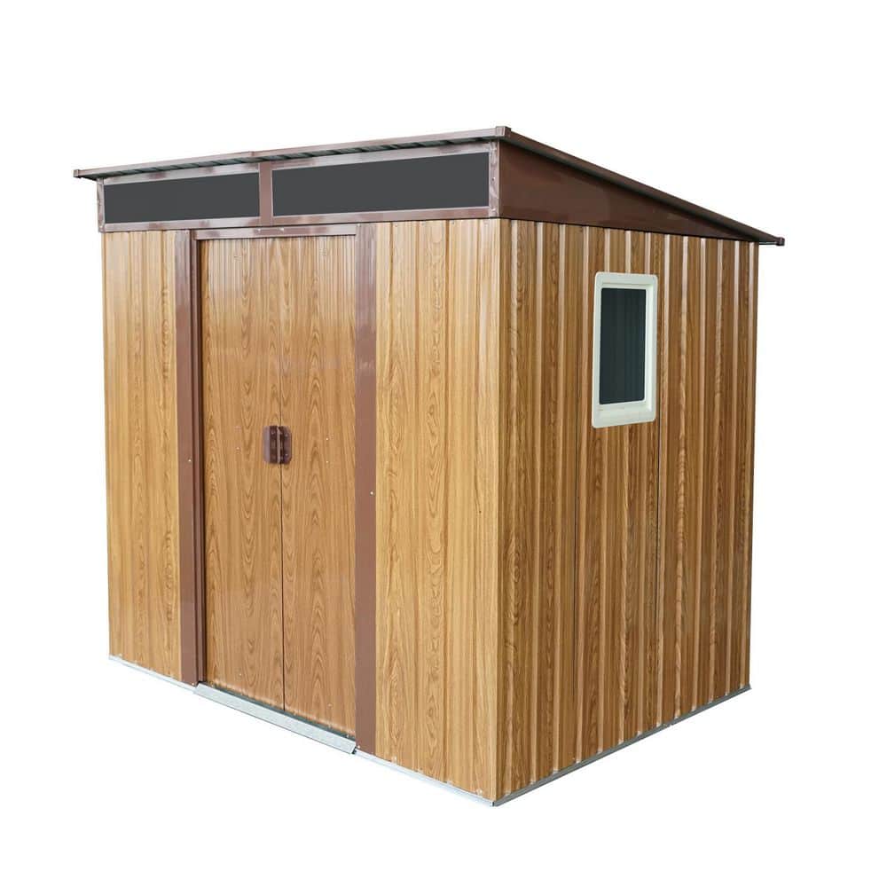 6 ft. W x 5 ft. D Outdoor Metal Storage Shed with Window and Transparent plate for Garden, Lawn (30 sq. ft. ) price history on PriceWatchPro