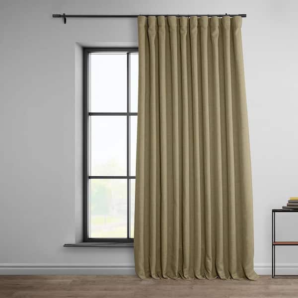 Exclusive Fabrics & Furnishings Nomad Tan Beige Faux Linen Extra Wide 108 in. L x 100 in. W Room Darkening Rod Pocket Curtain (1-Panel)