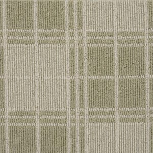 Checkerboard - Meadow/Ivory - Green 12 ft. 27 oz. Wool Pattern Installed Carpet
