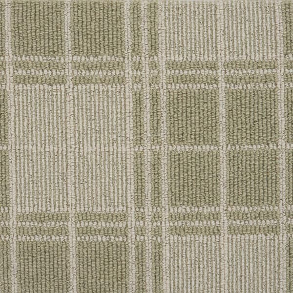 Natural Harmony Checkerboard - Meadow/Ivory - Green 12 ft. 27 oz. Wool Pattern Installed Carpet