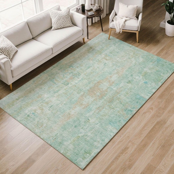 Chantille Machine Washable Indoor/Outdoor Abstract ACN2310 Turquoise 9 ft. x 12 ft. Area Rug