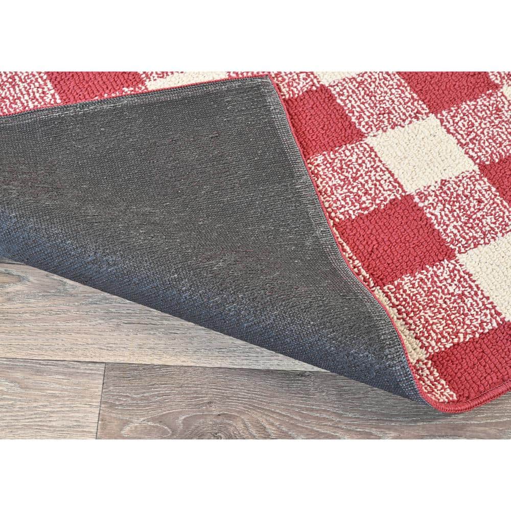 Reversible Tufted Buffalo Plaid 5' x 7' Red Synthetic Rug