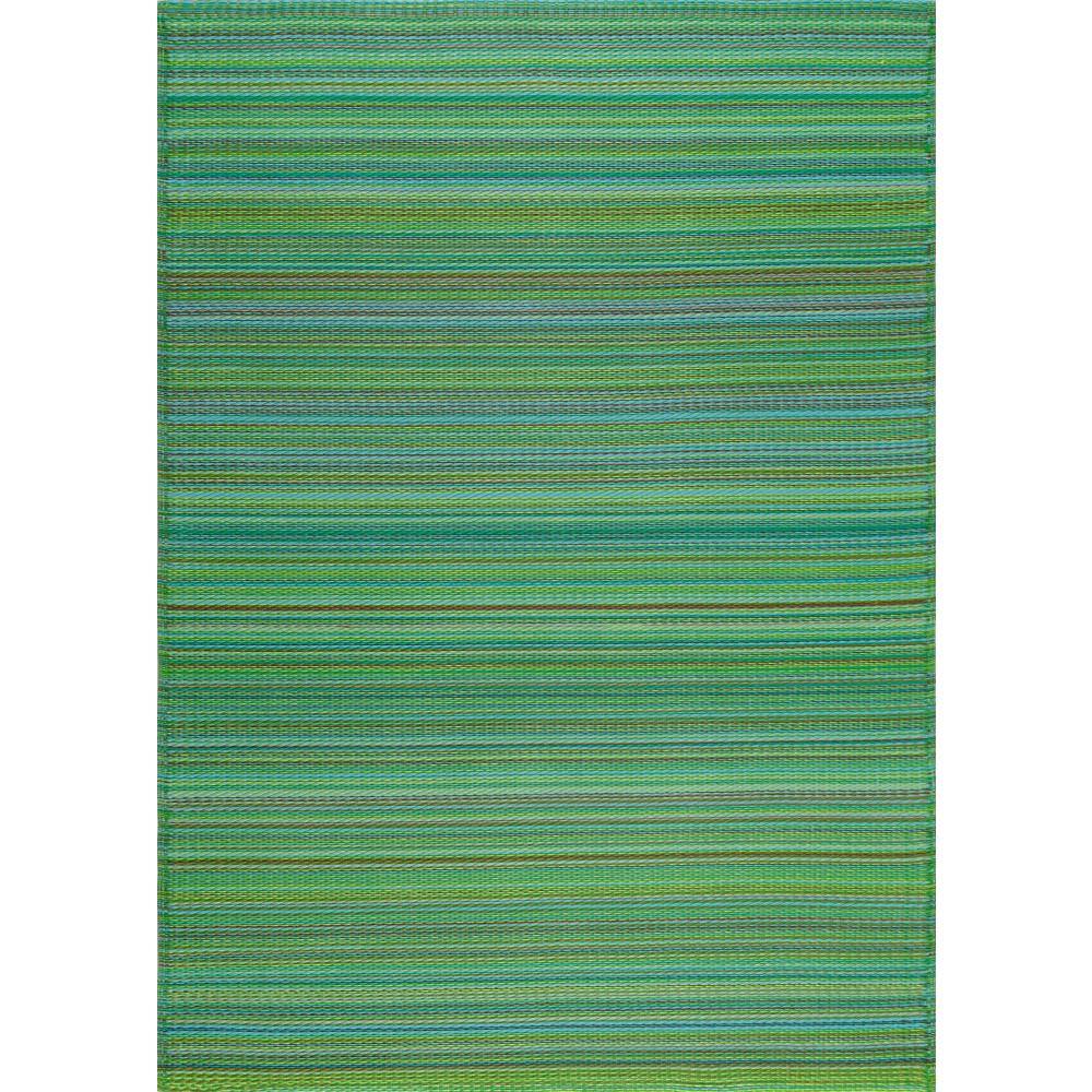 Tayse Rugs Sunset Green 8 ft. x 10 ft. Stripe Indoor/Outdoor Area Rug ...