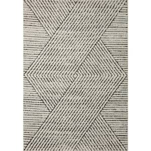 Fabian Charcoal/White 18" x 18" Sample Geometric Moroccan Sample Rug