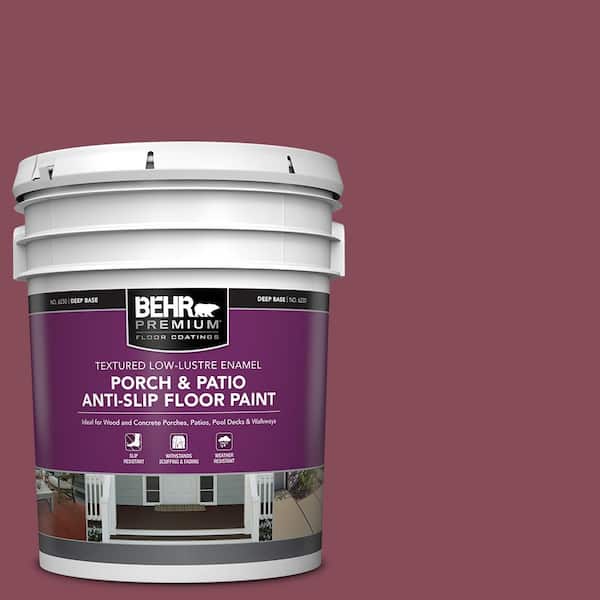 BEHR PREMIUM 5 gal. #MQ1-02 Wine Not Textured Low-Lustre Enamel Interior/Exterior Porch and Patio Anti-Slip Floor Paint