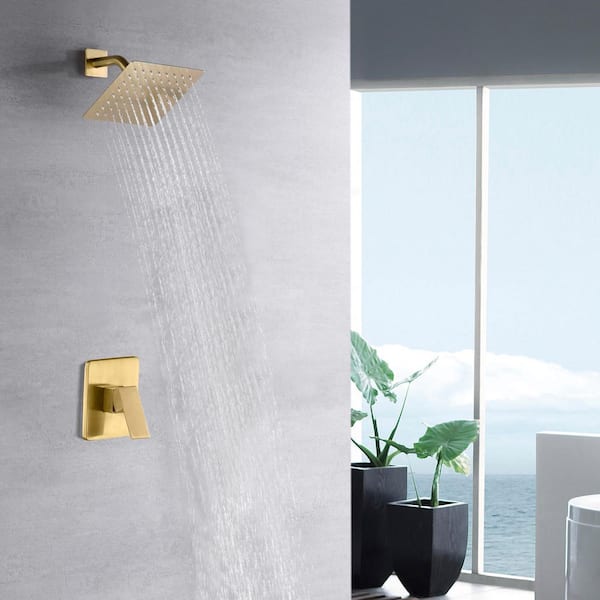 Modern 1-Handle 1-Spray Shower Faucet 1.8 GPM with Pressure Balance in Brushed Gold (Valve Included)