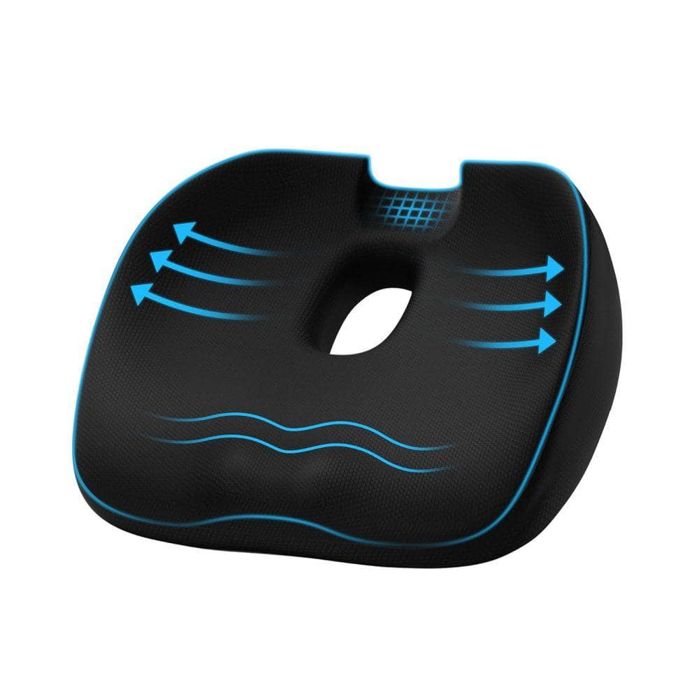 Black Honeycomb Chair Pad Breathable Donut Pillow w/ Center Hole