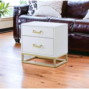 20 in. White Rectangle MDF End Table