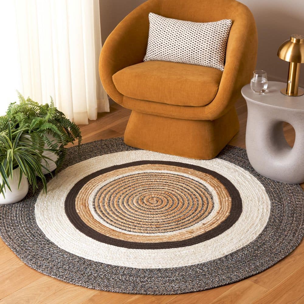 Natural Fiber 4 ft. x 4 ft. Round Brown/Ivory Coastal Concentric Area Rug price history on PriceWatchPro