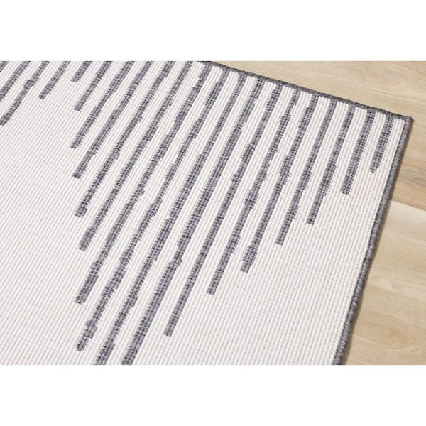 Zyana Collections 8 ft. x 11 ft. Grey Geometric, Stripes Indoor Area Rug