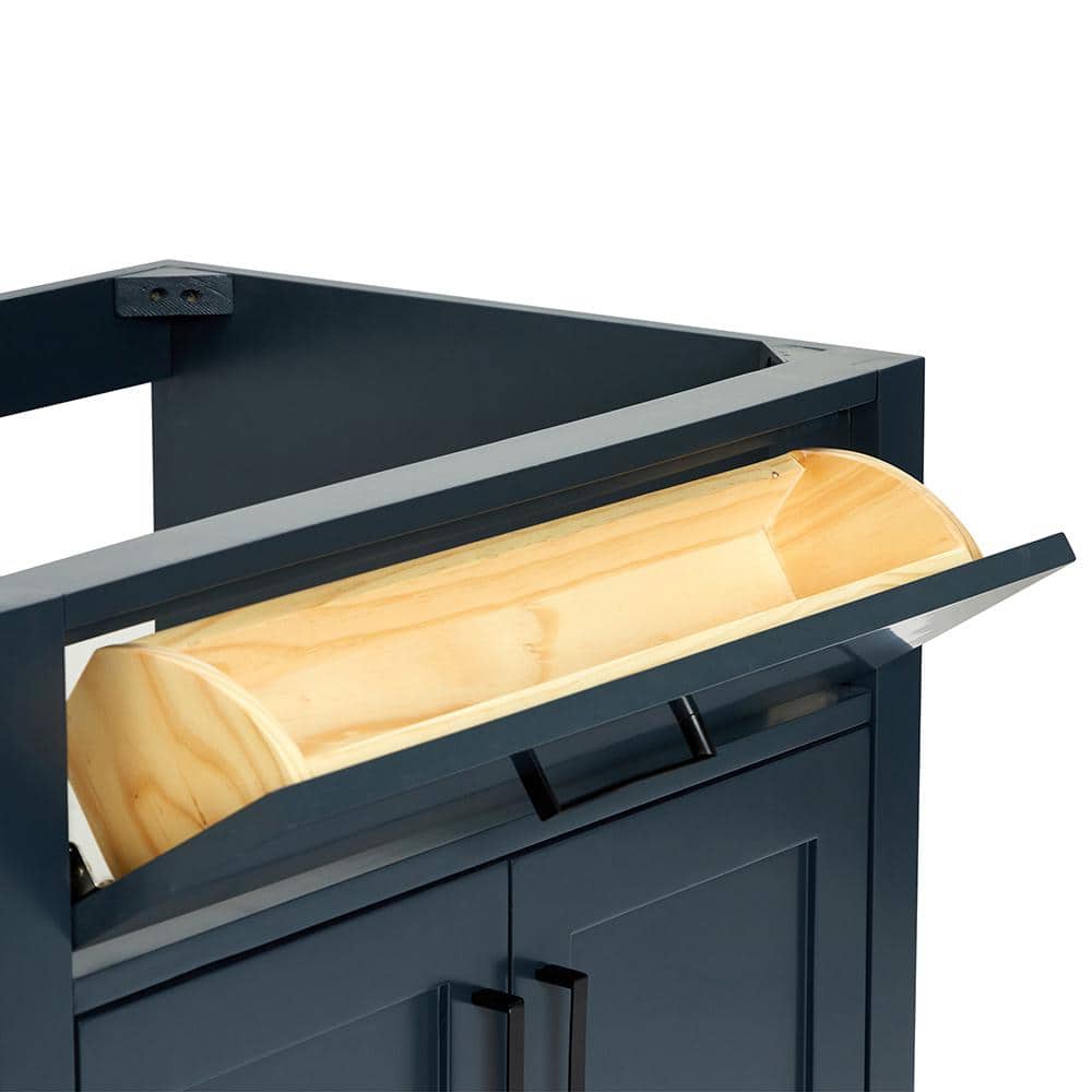Midnight Blue Hardwood Single Freestanding Vanity Cabinet