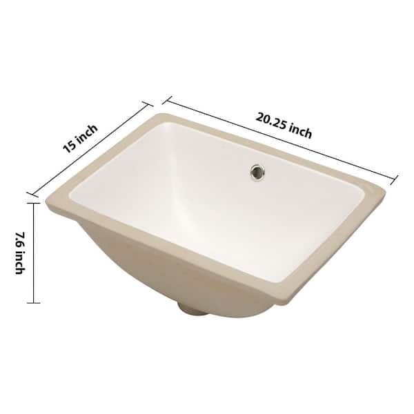 cadeninc 20.25 in. x 15 in. White Ceramic Rectangular Undermount