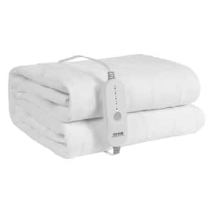 Heated Mattress Pad White King Velvet Knitted Electric Blanket 78 x 80 in. Bed Warmer with 1 to 5 Heat Settings Control