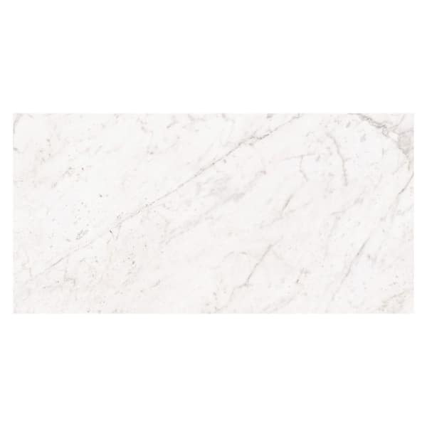 Kaia Zephia White 12 in. x 24 in. Stone Look Polished Porcelain Wall and Floor Tile Sample