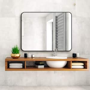 Baily 32 in. W x 24 in. H Medium Rectangular Framed Wall Mounted Bathroom Vanity Mirror in Matt Black