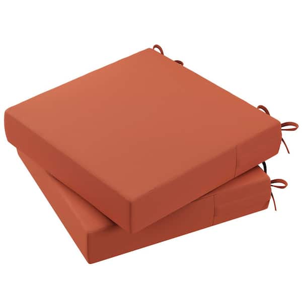 Unbranded 20 in. x 20 in. x 3 in. Outdoor Square Dining Chair Seat Cushion for Patio Furniture, Rust (2-Pack)