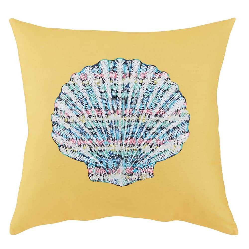 Hampton Bay 18 in. x 18 in. Shell Square Outdoor Throw Pillow HQ1Q549B