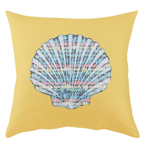 Hampton Bay 18 in. x 18 in. Shell Square Outdoor Throw Pillow