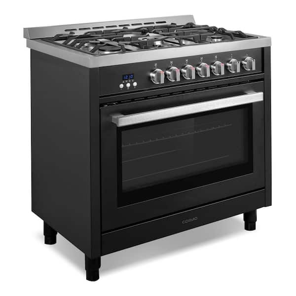 36 in. Nebula Collection 3.8 cu. ft. Gas Range, 5 Burners, Rapid Convection Oven, Cast Iron Grates in Matte Black