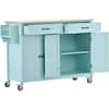 54.3 in. W x 18.5 in. D x 36.22 in. H Bathroom Mint Green Linen Cabinet ...