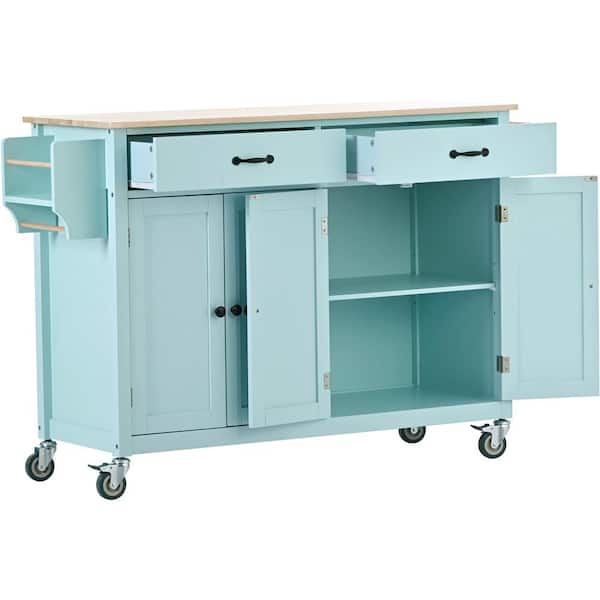 Unbranded 54.3 in. W x 18.5 in. D x 36.22 in. H Bathroom Mint Green Linen Cabinet