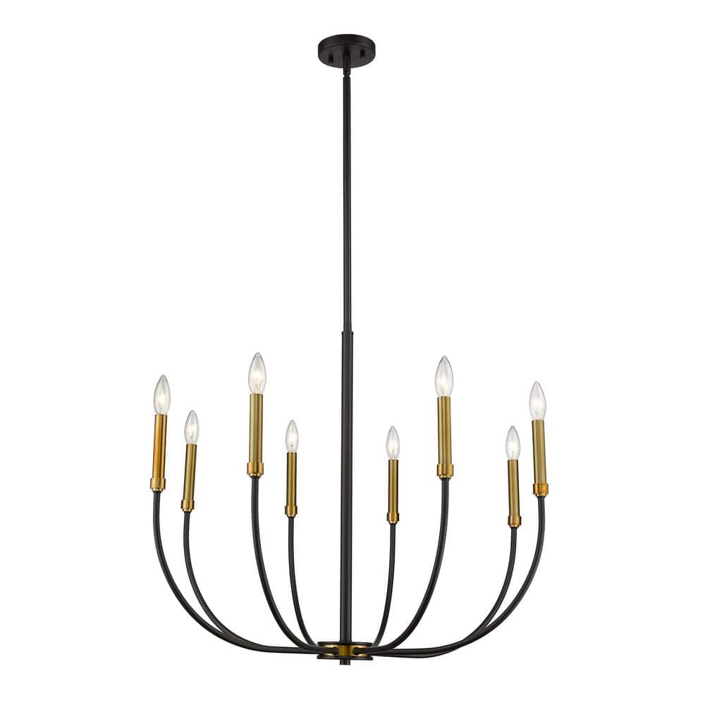 Haylie 8-Light Matte Black Plus Olde Brass Chandelier with No Shade