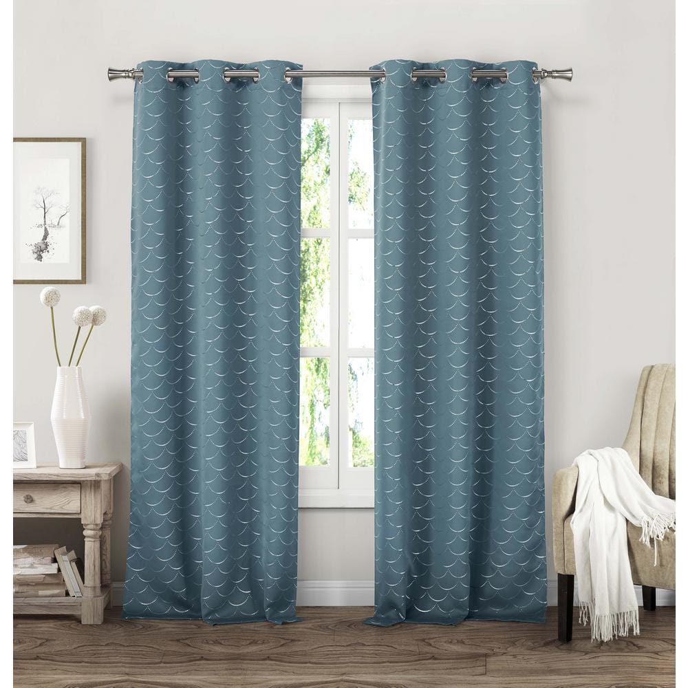Miso 37 in. W x 84 in. L Polyester Window Panel in Marine Blue