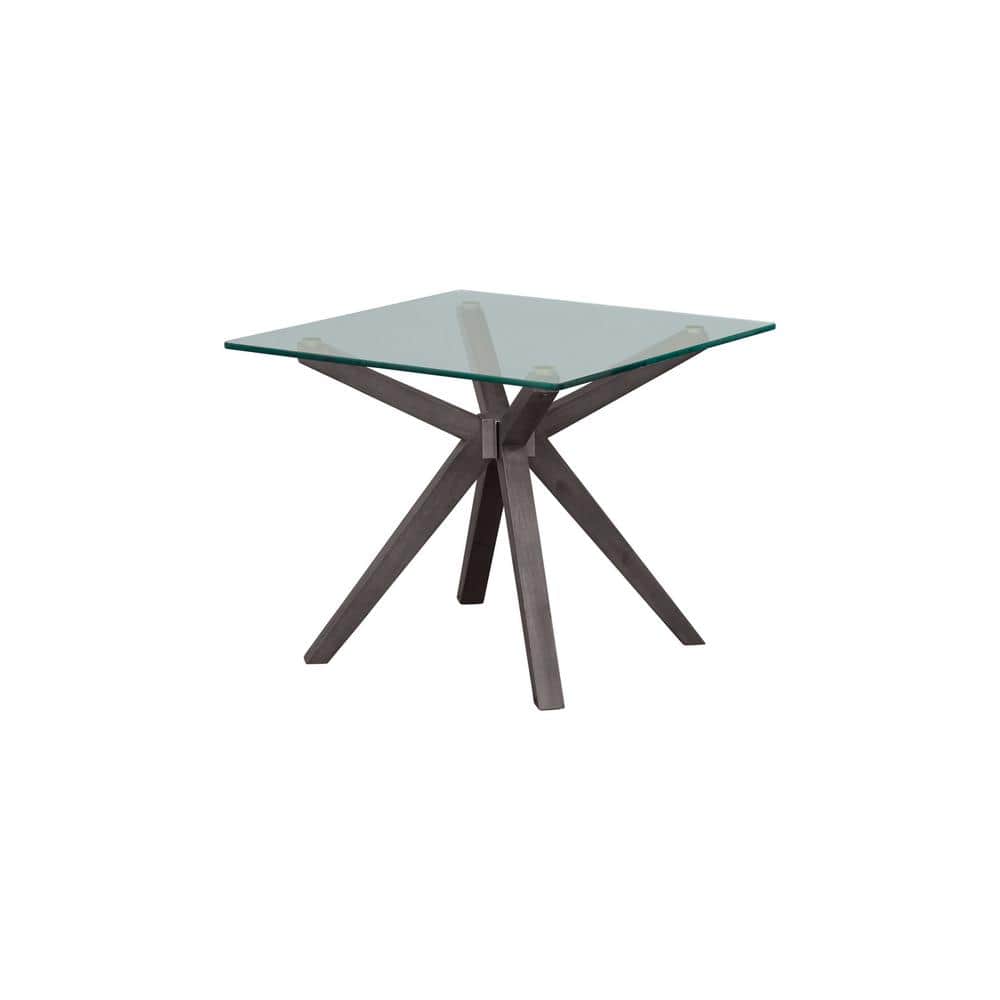 Marta 24in Mid Century Style Glass Top End Table, Walnut - thumbnail 9