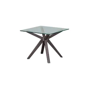 Mid-Century Style Gray Solid Wood End Table with Glass Top (24 in. x 24 in. x 20 in.)