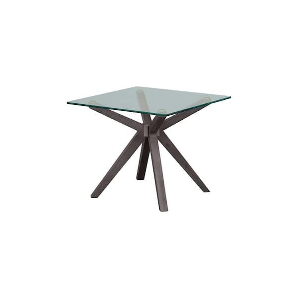 Nyhus Mid-Century Style Gray Solid Wood End Table with Glass Top (24 in. x 24 in. x 20 in.)