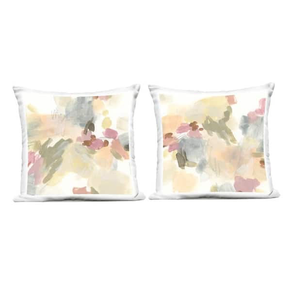 Stupell Industries Restless Abstract Splotches Pink Square Outdoor Throw Pillow 2-Pack